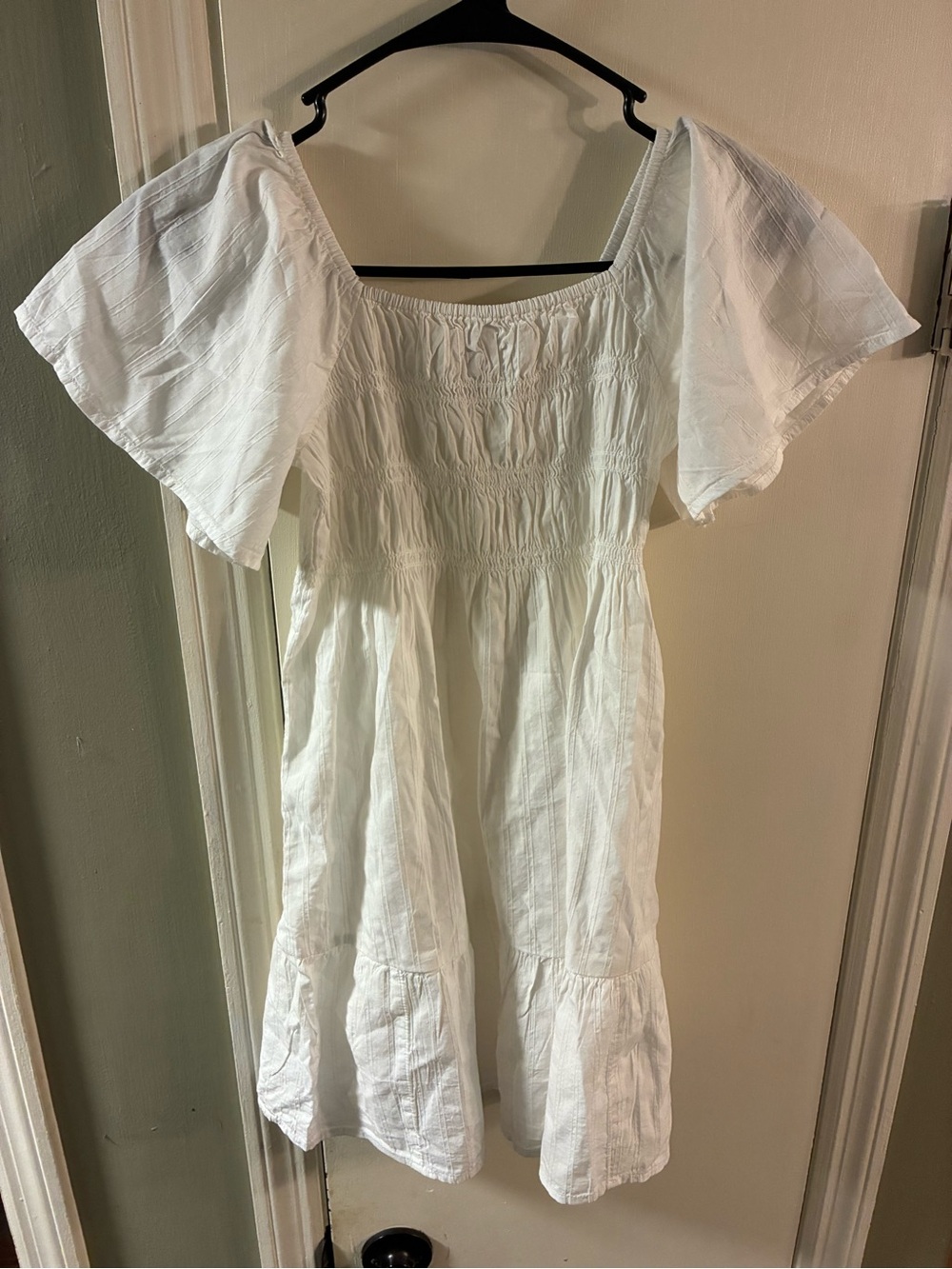 Old Navy Girls M Medium (8) White Peasant Dress Short Sleeve